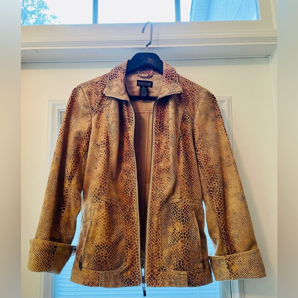 Dialogue Faux Snake Print Zippered Jacket—Small